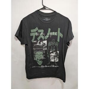 Vintage 00s Mens Death Note Black Ryuk Anime Tee Manga Japan Kira Shirt Size S